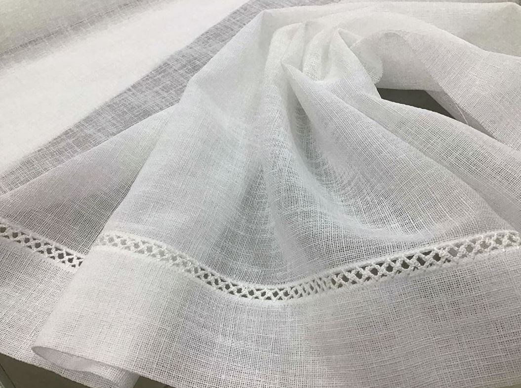 Voilage vitrage – effet lin blanc – passe-tringle – sur mesure de 30 à 120 - tissus effet lin blanc longueur sur mesure art.sonia-art.600