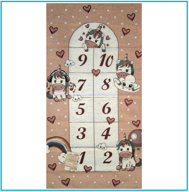 Tapis d'éveil fille 80x150 cm - rose saumon