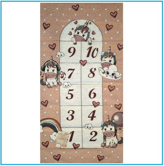 Tapis d'éveil fille 80x150 cm - rose saumon