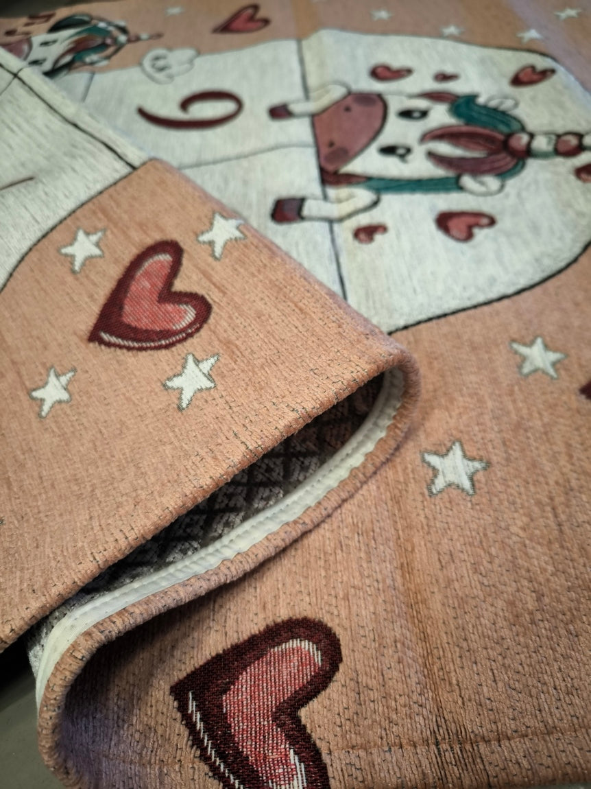Tapis d'éveil fille 80x150 cm - rose saumon