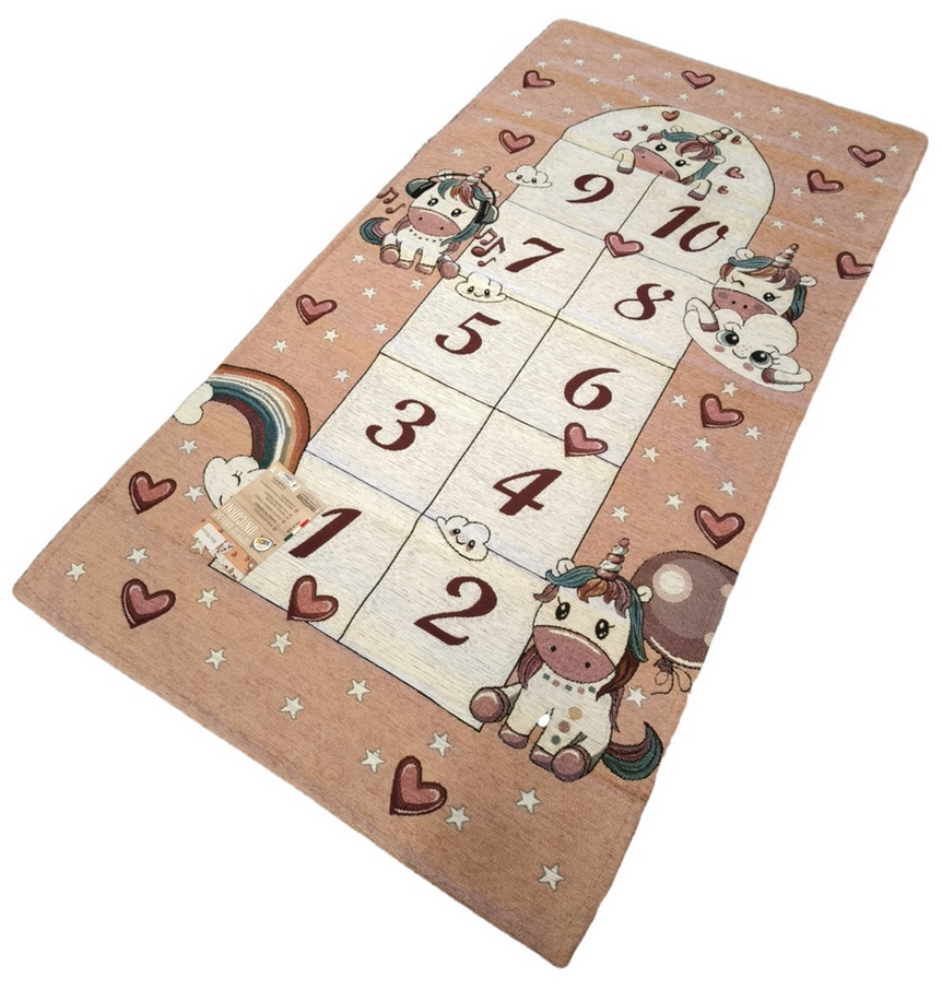 Tapis d'éveil fille 80x150 cm - rose saumon