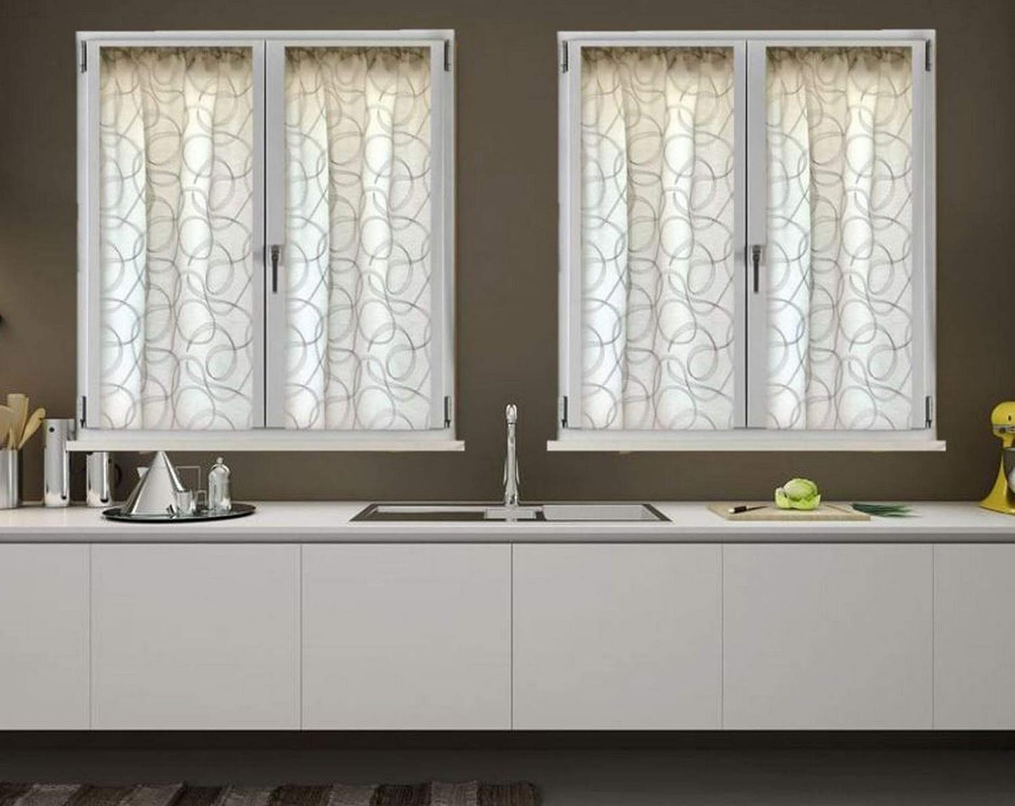 Paire de voilages vitrage - passe-tringle- largeur 60-80-90 cm - Tissu broderie - longueur personnalisée  - art.510