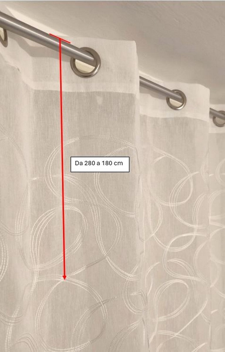 Voilage à œillets brodé – 1 panneau blanc – Largeur 200 cm, Hauteur de 180 à 280 cm – Salon et Chambre – Art Tebe