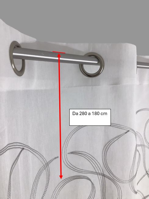 Voilage à œillets brodés – 1 panneau blanc/gris – Largeur 200 cm, Hauteur de 180 à 280 cm – Salon et Chambre – Art Tebe