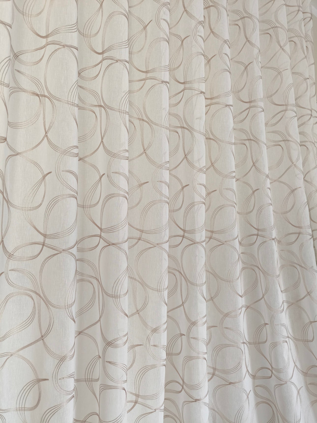 Voilage Wave sur mesure avec rail complet – Largeur 150 cm avec rail inclus - Tissu brodé blanc/beige art.tebe