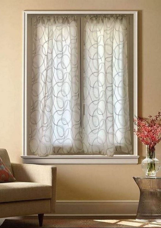 Paire de voilages vitrage - passe-tringle- largeur 60-80-90 cm - Tissu broderie - longueur personnalisée  - art.510