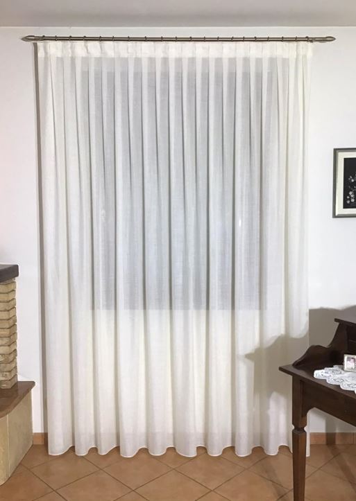Voilage intérieurs sur mesure avec finition plis simples cousus - coloris blanc - art.402