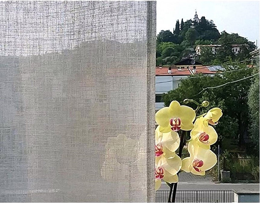 Trasparenza tessuto effetto lino bianco