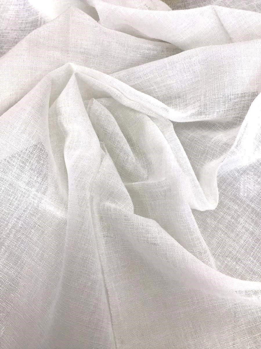 Tessuto poliestere bianco effetto lino