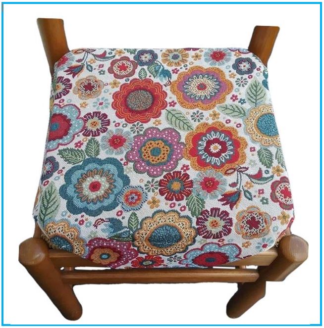 Galettes de chaise à rabats de cuisine - Set 4/6 Coussins - Tissu Gobelin - couleur multicolore 