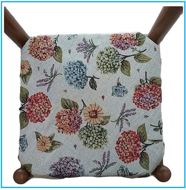 Galettes de chaise à rabats de cuisine - Set 4/6 Coussins - Tissu Gobelin - art. Hortensia