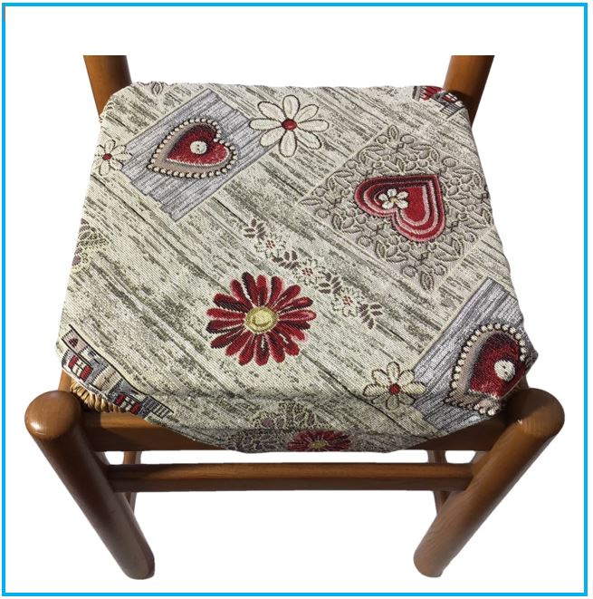 Galettes de chaise à rabats de cuisine - Set 4/6 Coussins - Tissu Gobelin -  couleur taupe - Tissu Gobelin - art.Badia