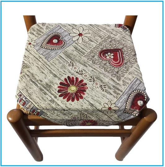 Galettes de chaise à rabats de cuisine - Set 4/6 Coussins - Tissu Gobelin -  couleur taupe - Tissu Gobelin - art.Badia