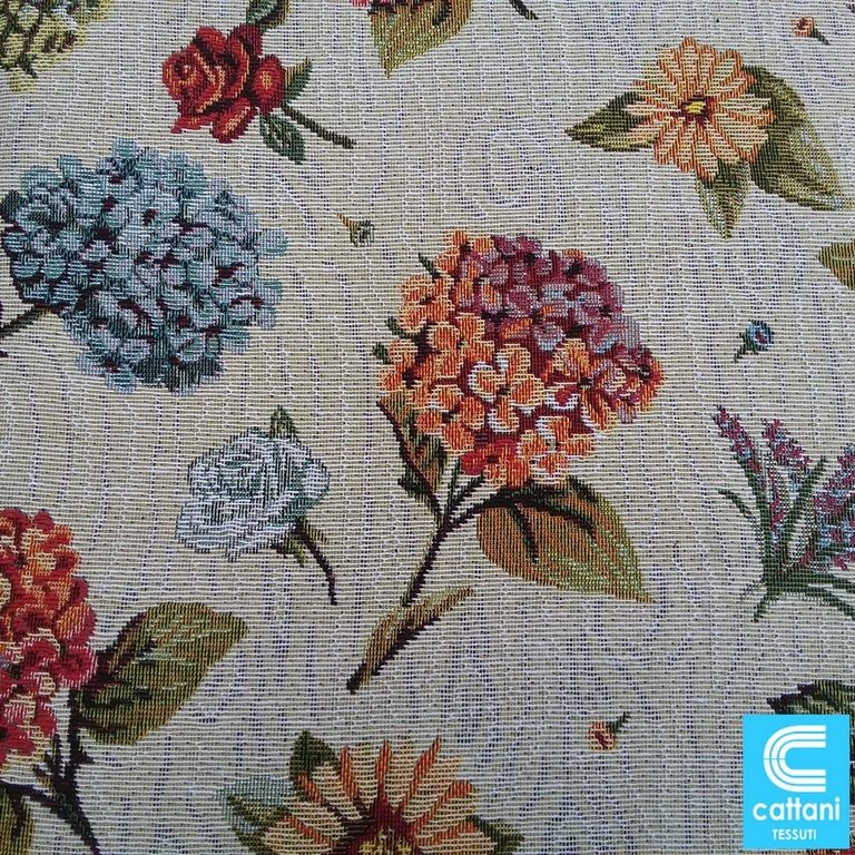 Galettes de chaise à rabats de cuisine - Set 4/6 Coussins - Tissu Gobelin - art. Hortensia