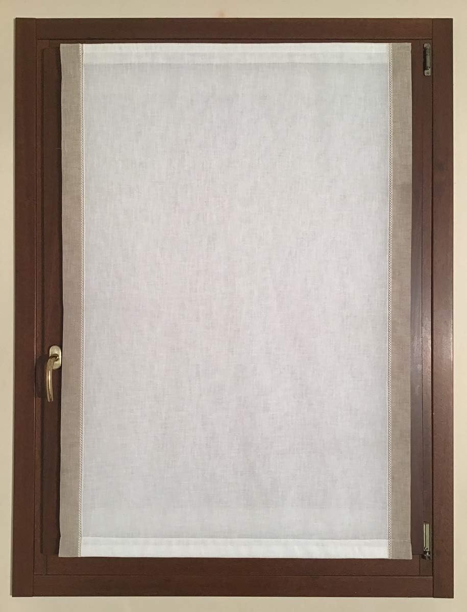 Tissu au Mètre blanc/cordon, pour voilage vitrage , brise-bise,voilages à passe-tringle, panneau japonais, stores romains Largeur de 40 à 90 cm-art.110