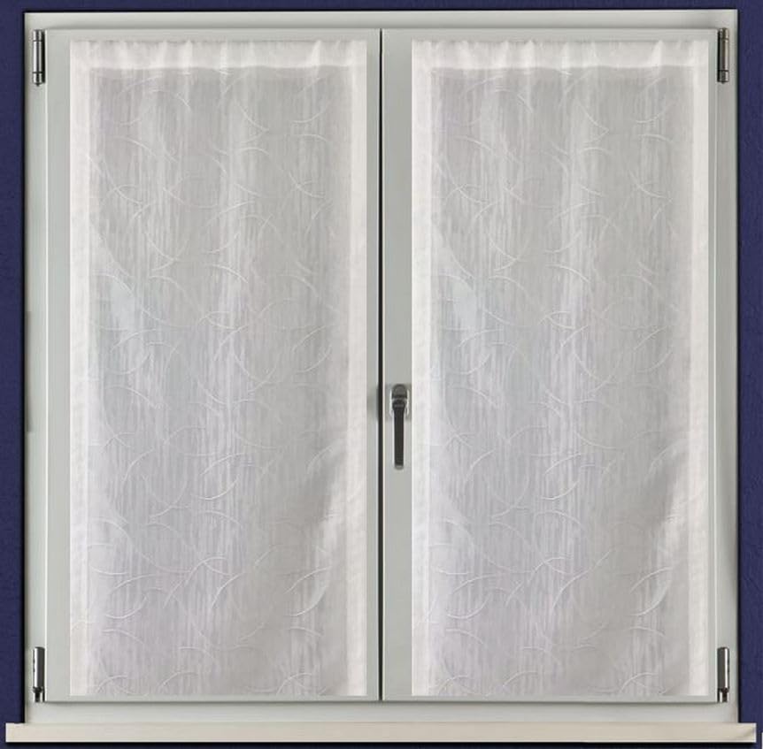 Paire de voilages rideuax vitrages - passe-tringle - tissu de revêtement d'intimité - largeur 45/65/90 cm longueur sur mesure - art.503