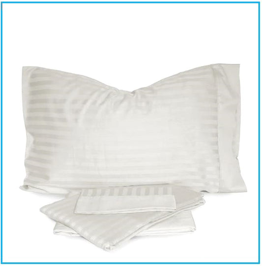 Parure de lit double maxi en satin pur coton - coloris beige clair