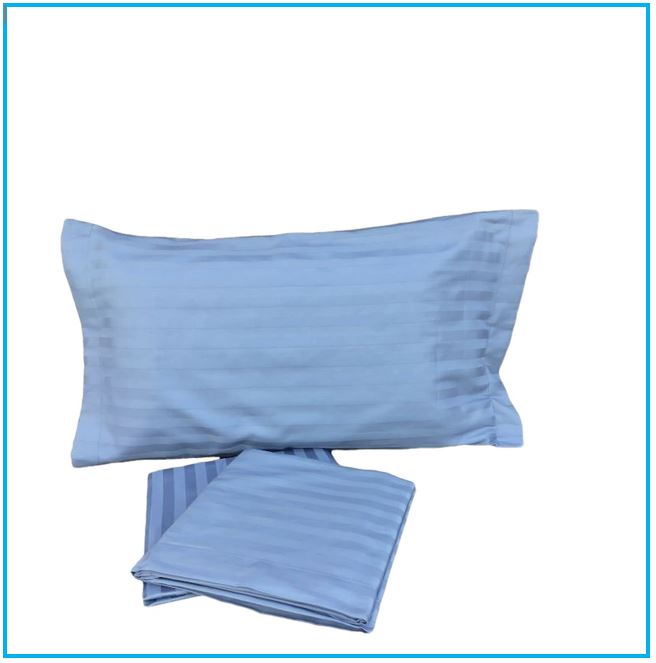 Parure de lit double maxi en satin pur coton - Couleur bleu avion