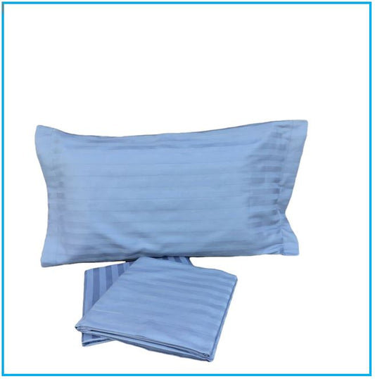 Parure de lit double maxi en satin pur coton - Couleur bleu avion