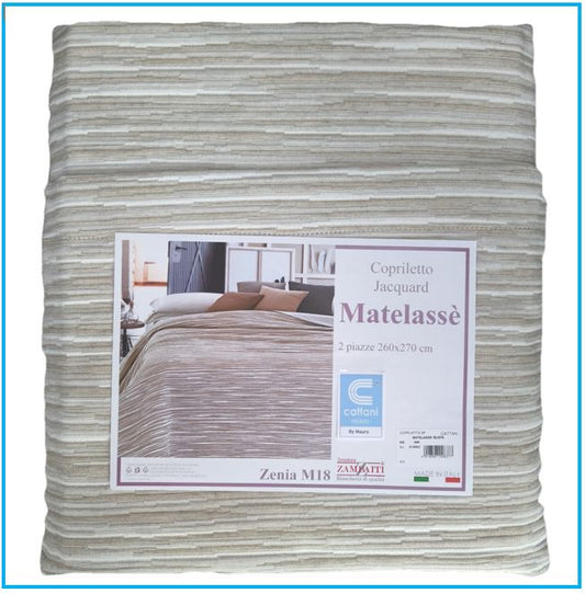 Couvre-Lit Double Mi-Saison Et Été - Tissu Jacquard Matelassé - Beige
